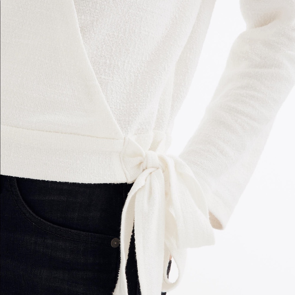 NWOT Madewell Texture & Thread Wrap Top Cream - Picture 4 of 6